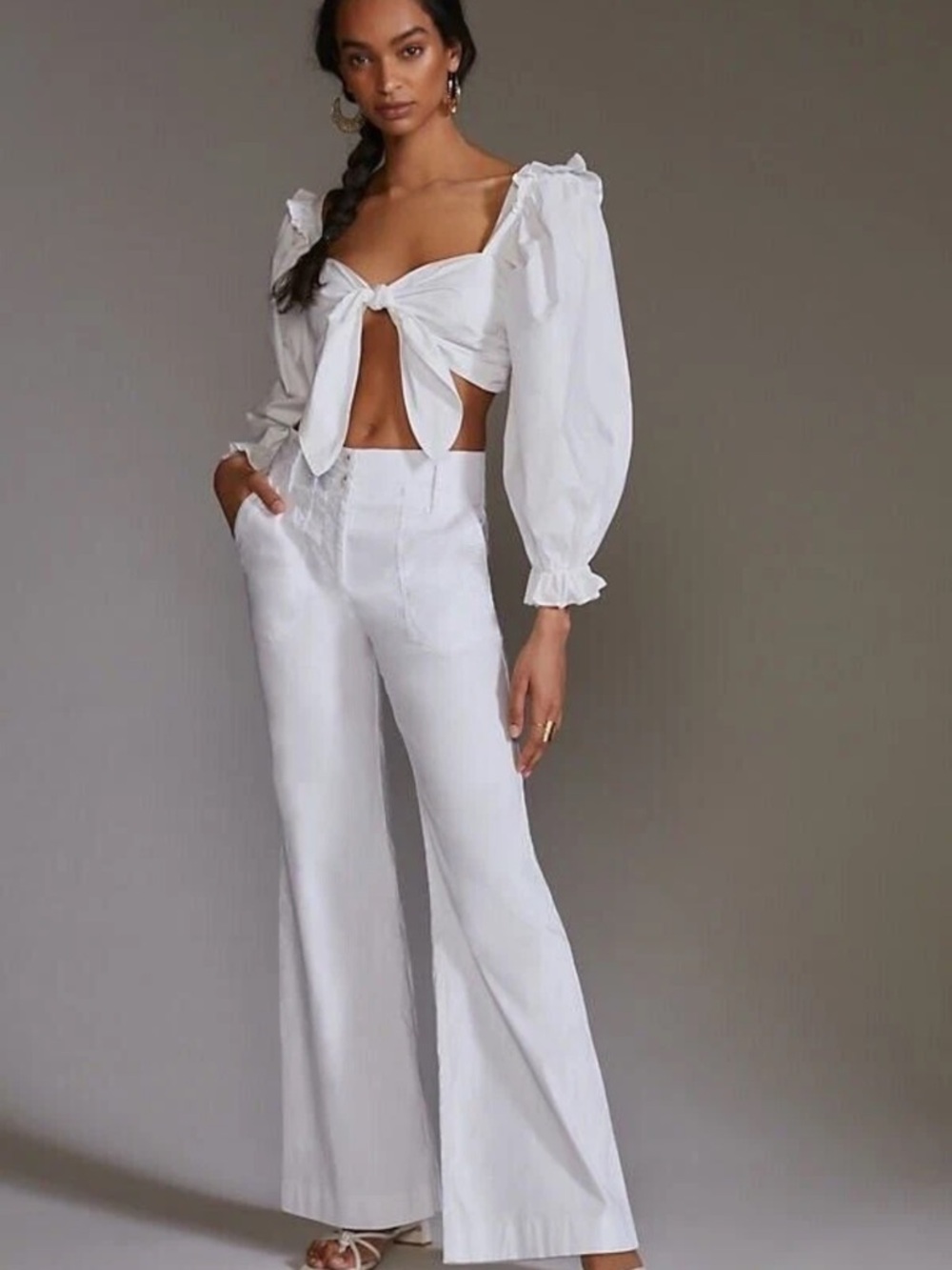 Anthropologie Maeve Naomi White Boot-Cut High-Rise Pants 8